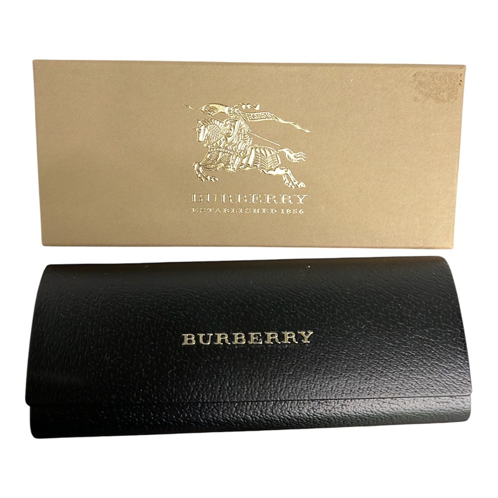 Burberry Black Pebbled Eyeglass Case and Tan Logo Box 0BE2188